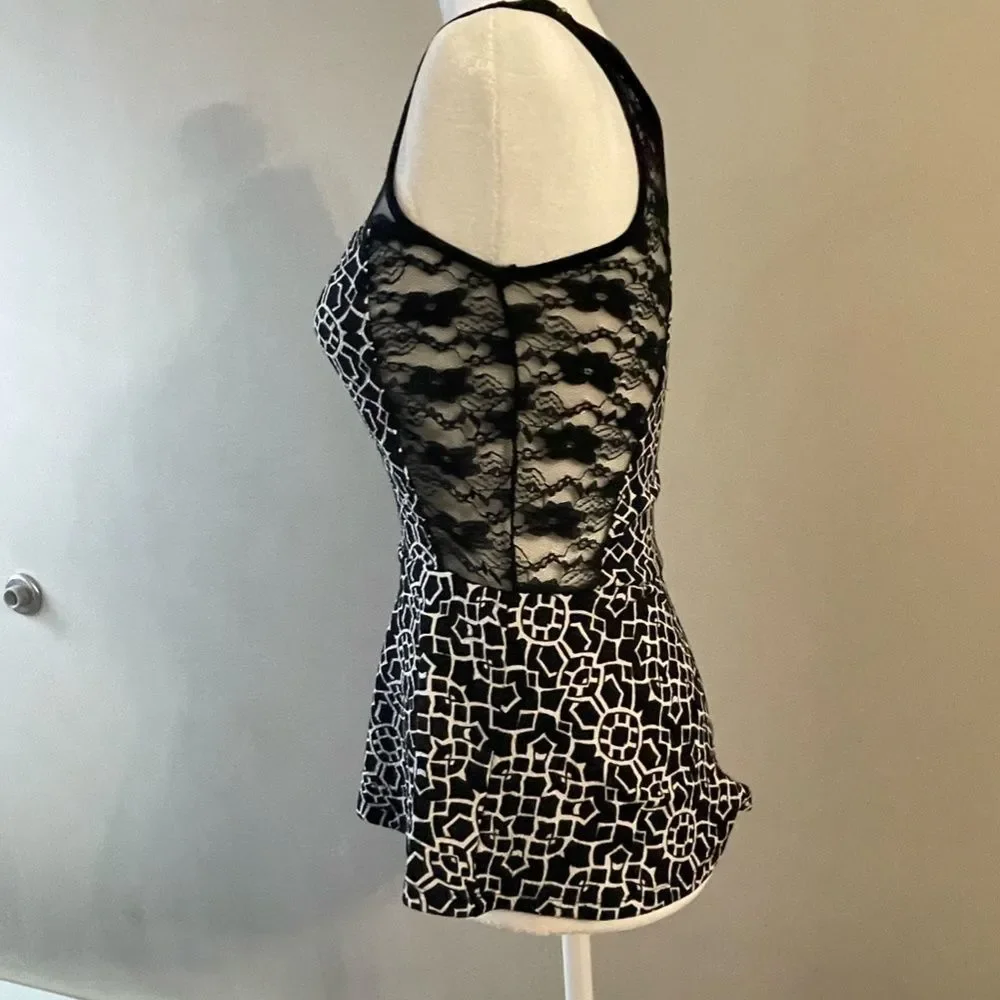 Deb - White & Black Lace Dressy Tank Top 🖤 - Picture 3 of 7